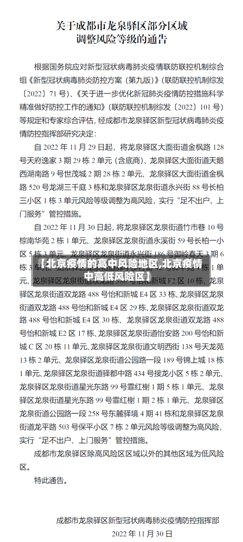 【北京疫情的高中风险地区,北京疫情中高低风险区】
