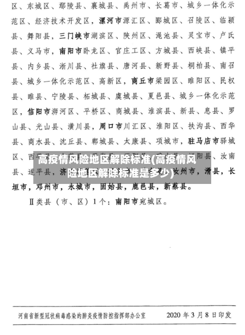 高疫情风险地区解除标准(高疫情风险地区解除标准是多少)