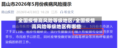 全国疫情高风险等级地区/全国疫情高风险等级地区有哪些