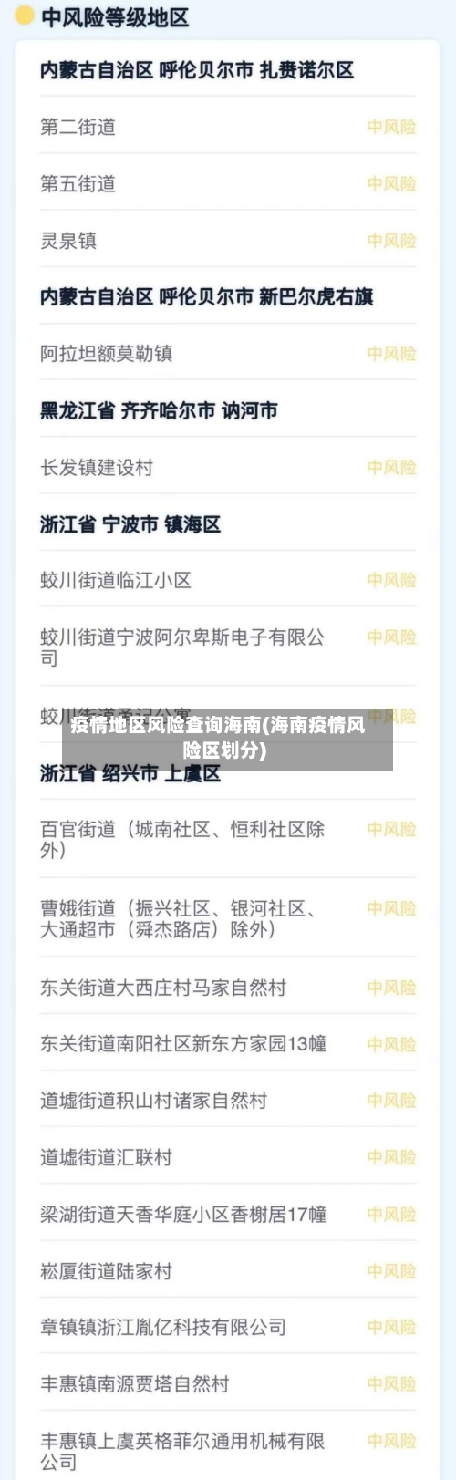 疫情地区风险查询海南(海南疫情风险区划分)