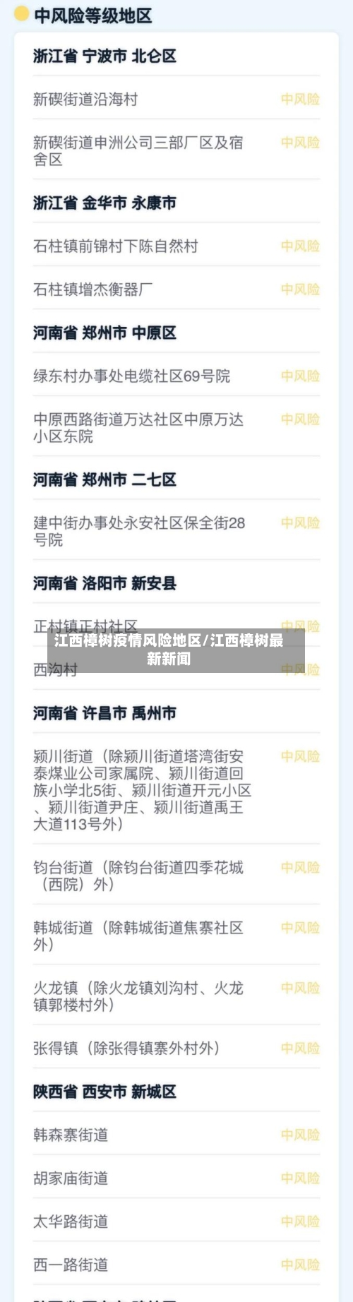 江西樟树疫情风险地区/江西樟树最新新闻