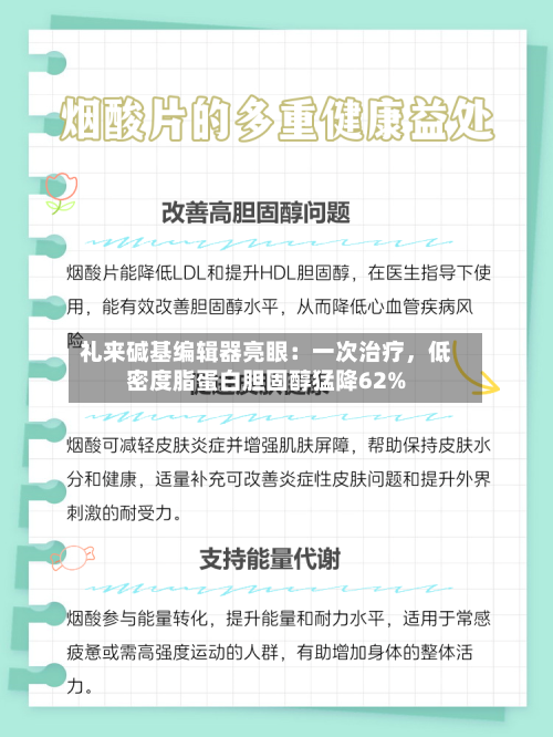 礼来碱基编辑器亮眼：一次治疗，低密度脂蛋白胆固醇猛降62%