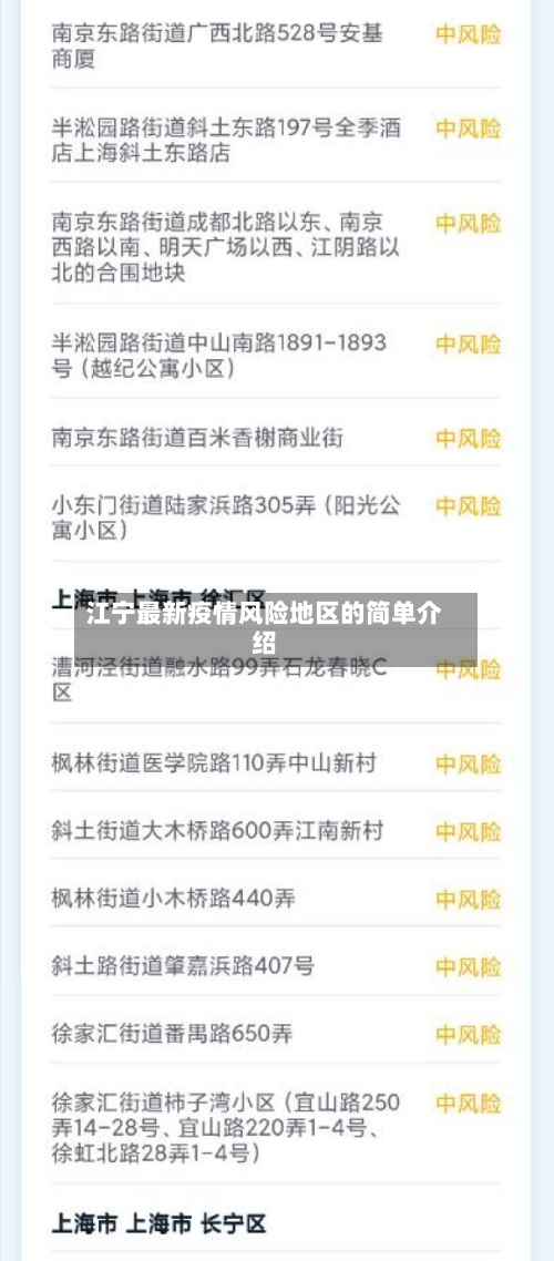 江宁最新疫情风险地区的简单介绍