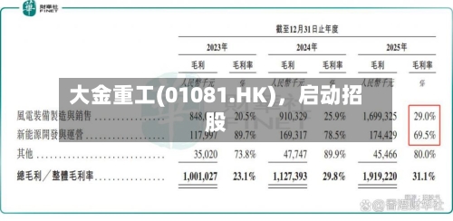大金重工(01081.HK)，启动招股
