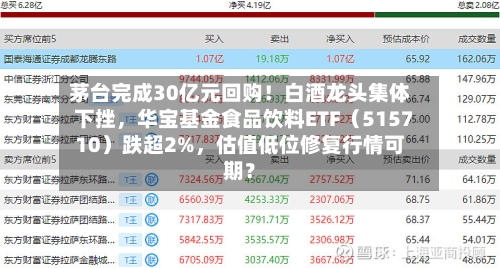 茅台完成30亿元回购！白酒龙头集体下挫，华宝基金食品饮料ETF（515710）跌超2%，估值低位修复行情可期？