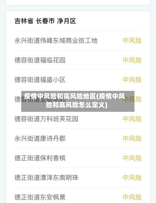 疫情中风险和高风险地区(疫情中风险和高风险怎么定义)