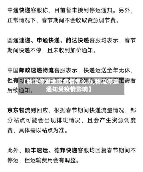 【物流停发地区疫情怎么办,物流停运通知受疫情影响】