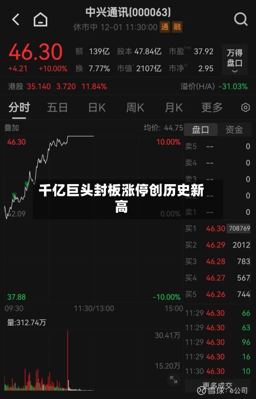 千亿巨头封板涨停创历史新高